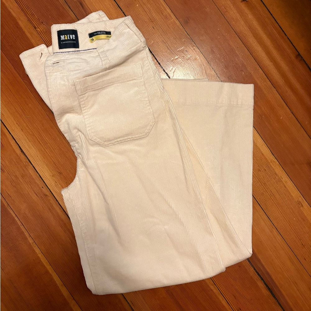 Maeve by Anthropologie The Colette Cropped Wide-Leg Corduroy Pants | Cream